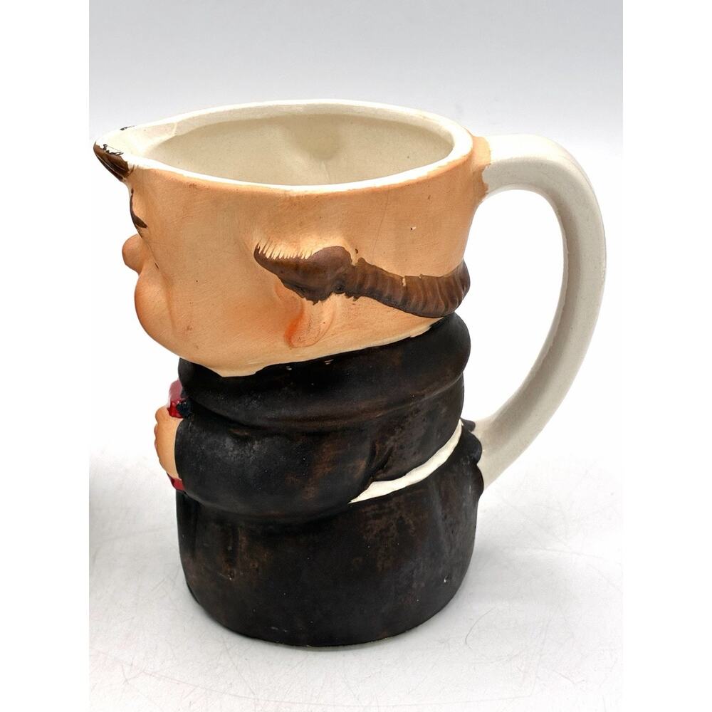 Vintage Friar Monk Creamer & Lidded Sugar Bowl Set Red Book Bible Mid Century - Picture 6 of 9
